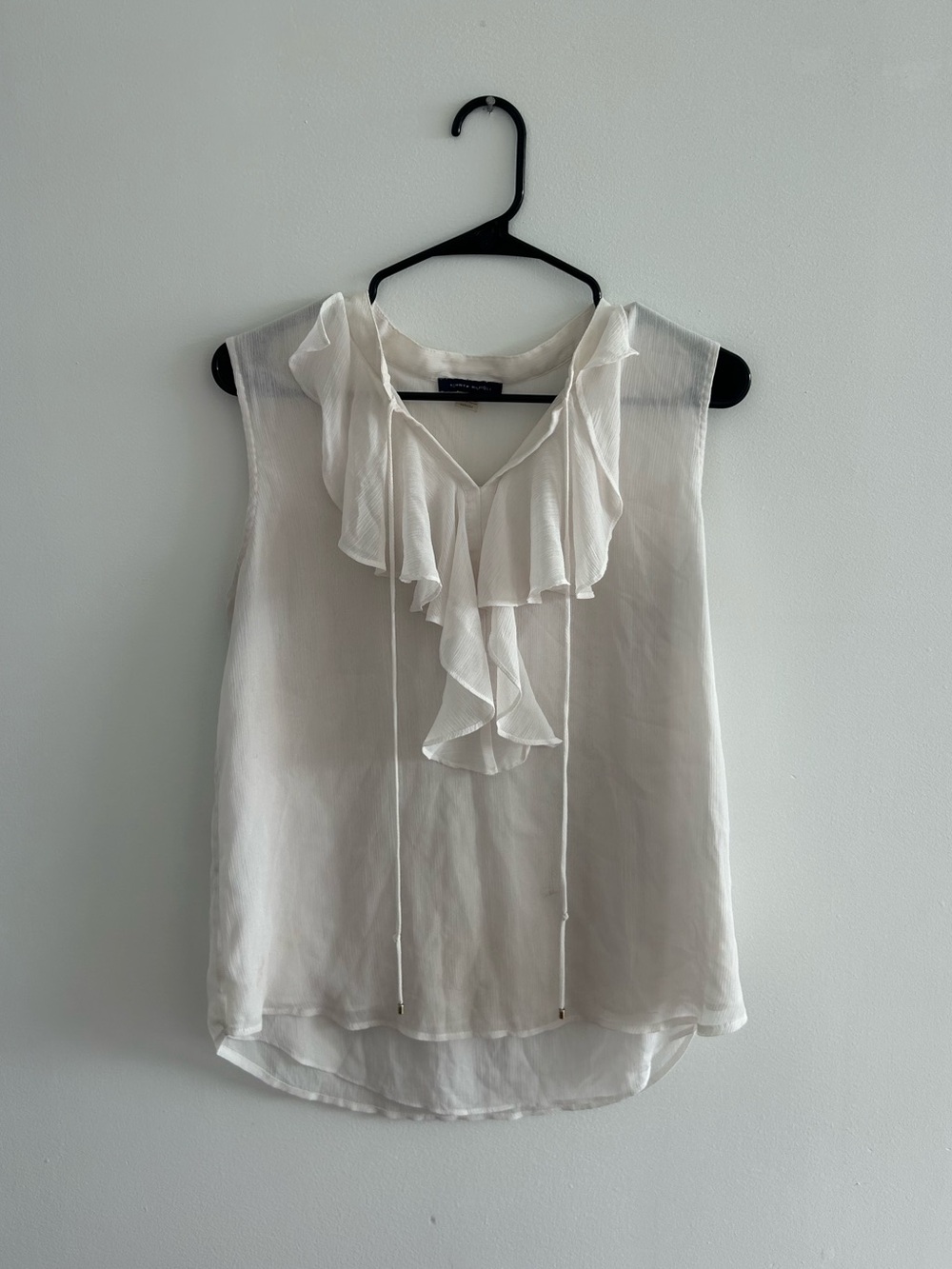 White Sleeveless Tommy Hilfiger Ruffle Top